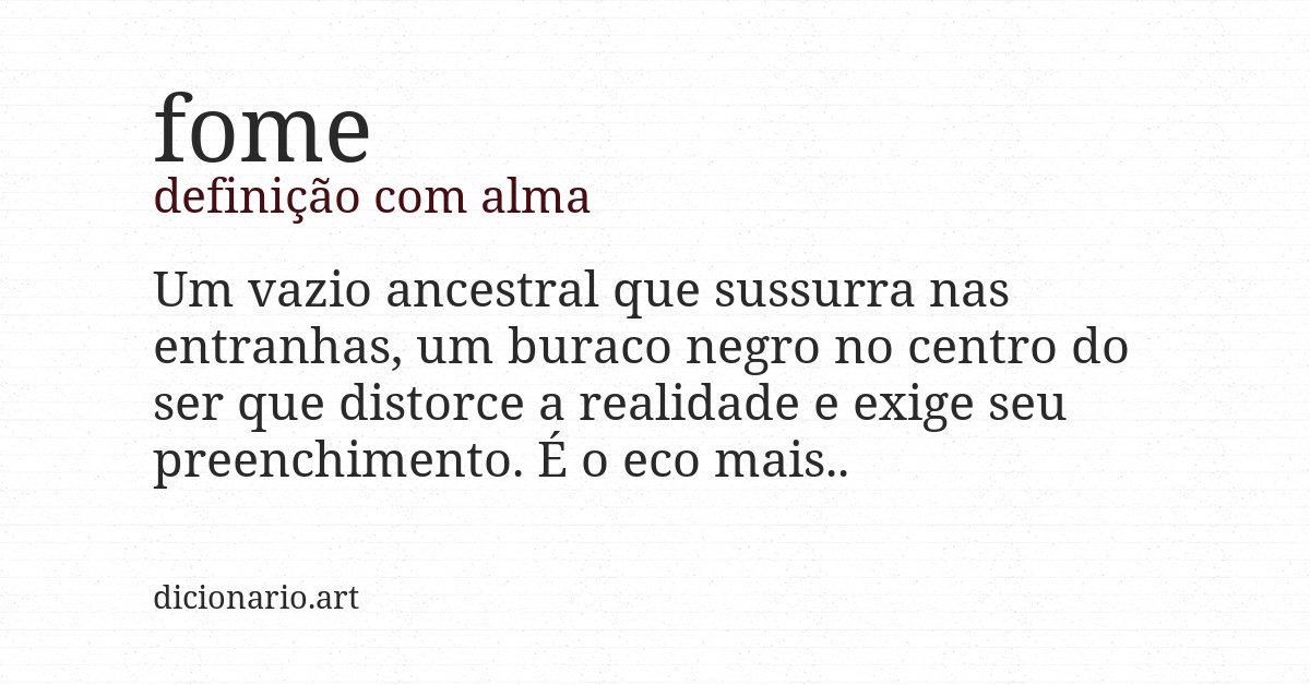 Definição com alma de fome