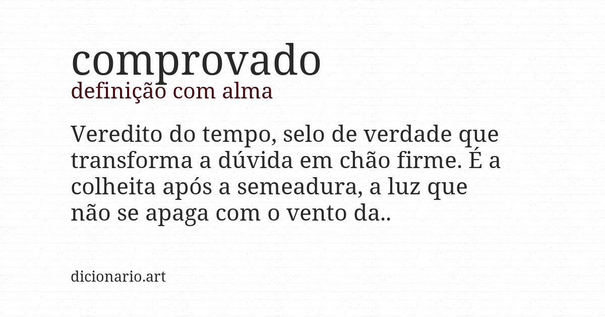 Definição com alma de comprovado