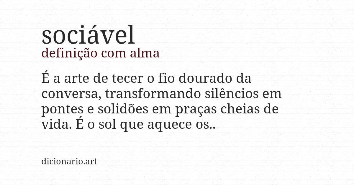Definição com alma de sociável