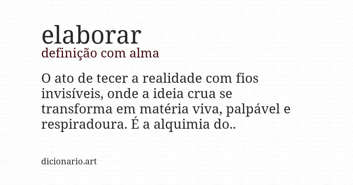 Definição com alma de elaborar