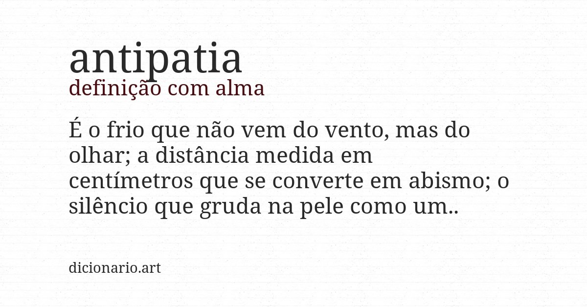 Definição com alma de antipatia