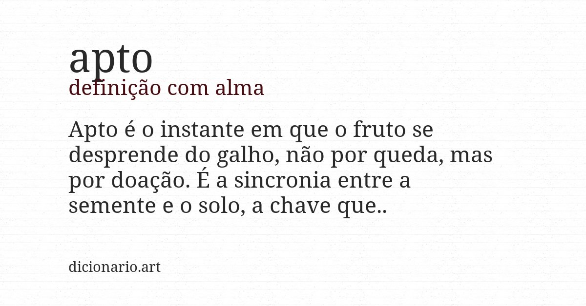 Definição com alma de apto