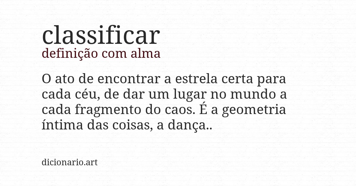 Definição com alma de classificar