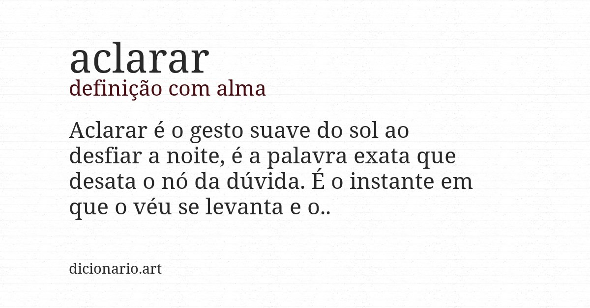 Definição com alma de aclarar