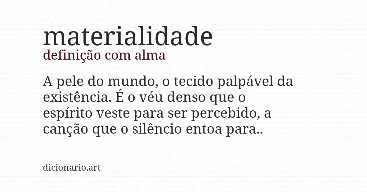 Definição com alma de materialidade