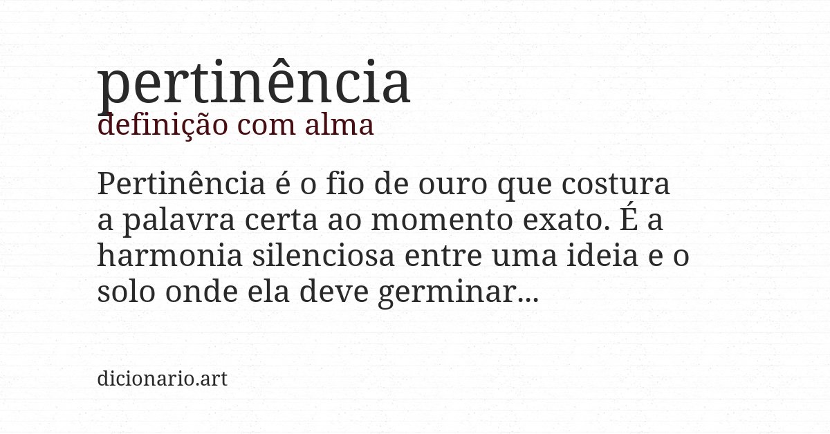 Definição com alma de pertinência