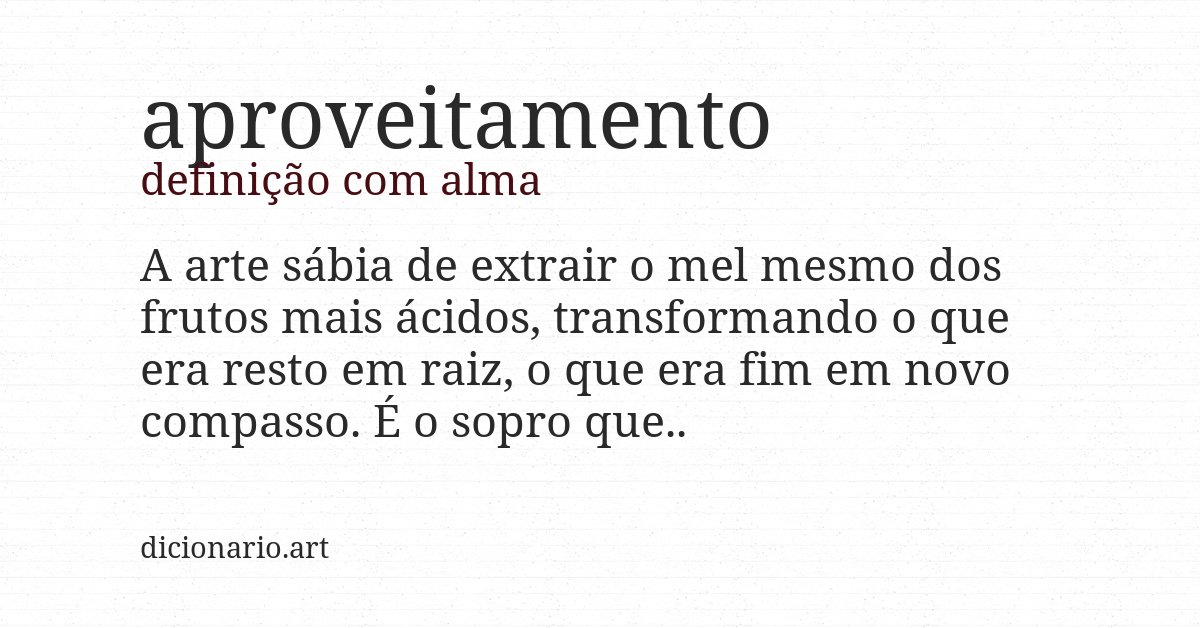 Definição com alma de aproveitamento