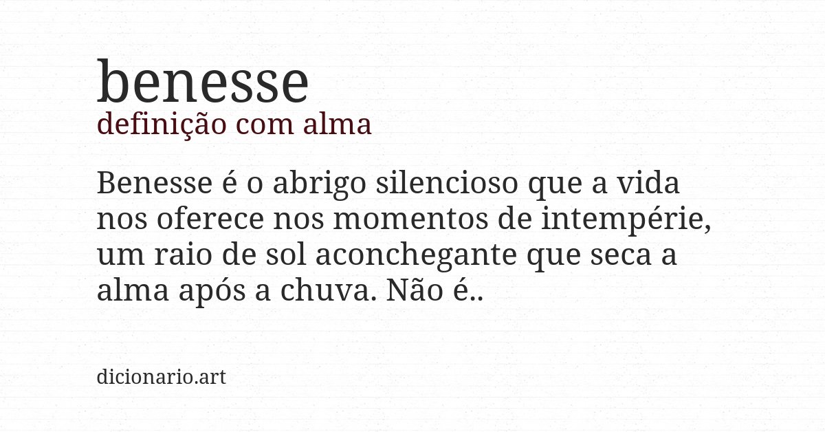 Definição com alma de benesse