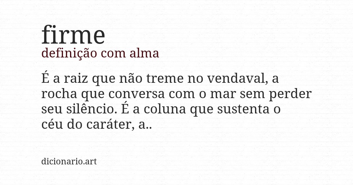 Definição com alma de firme