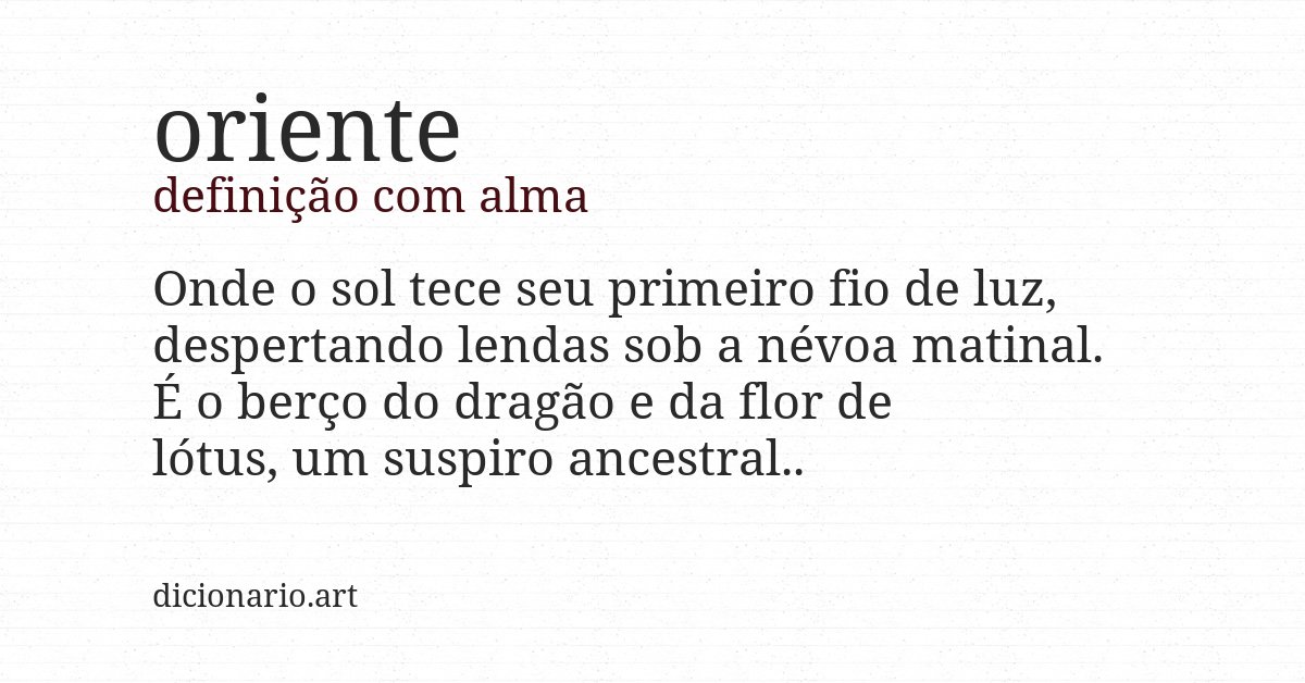 Definição com alma de oriente