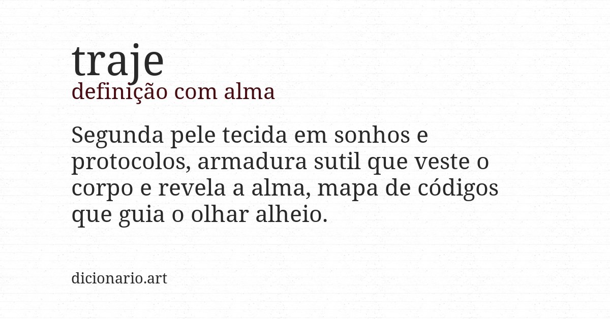 Definição com alma de traje