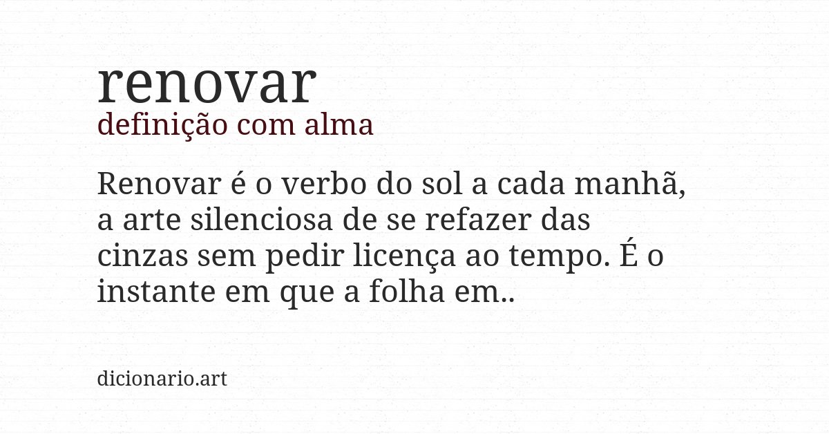 Definição com alma de renovar