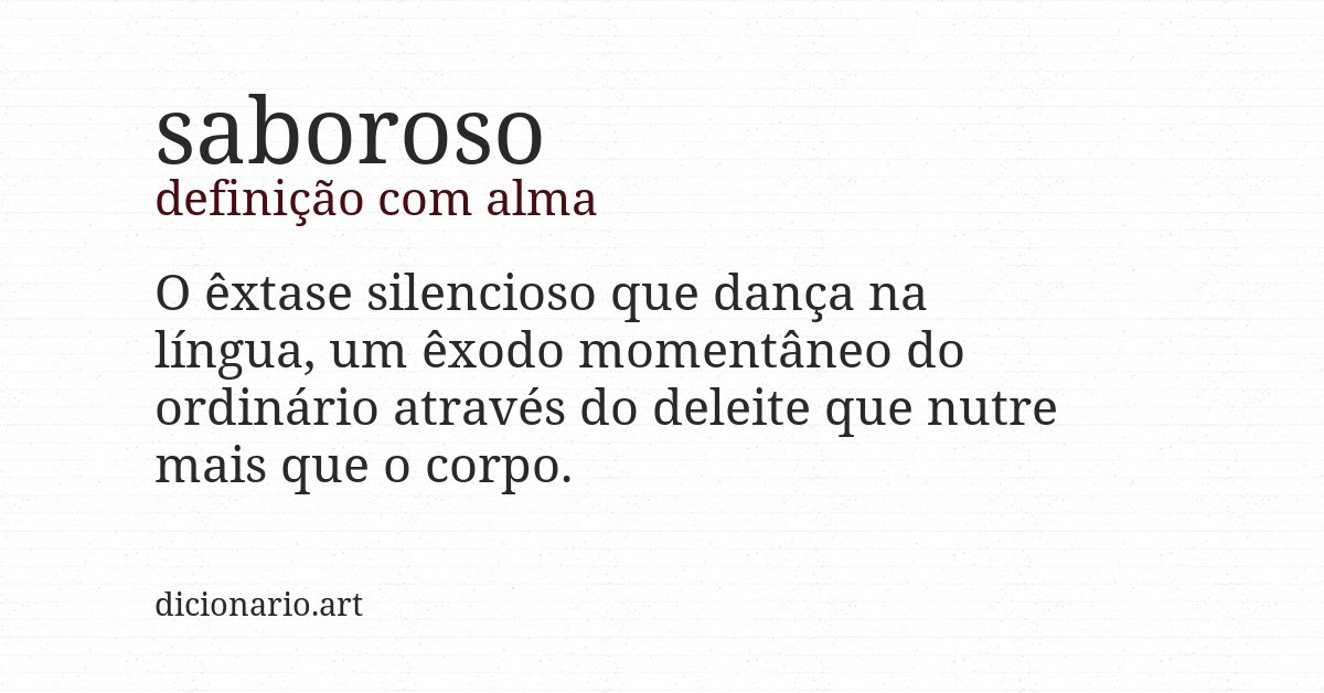 Definição com alma de saboroso