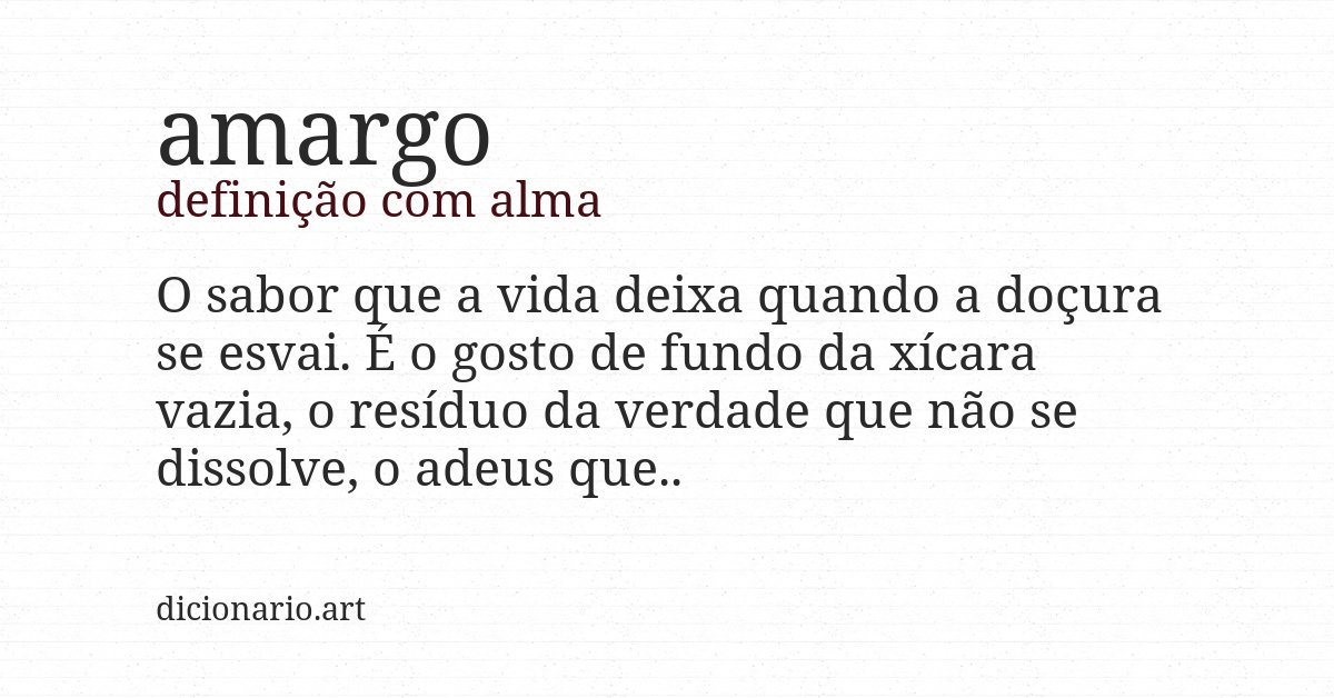 Definição com alma de amargo