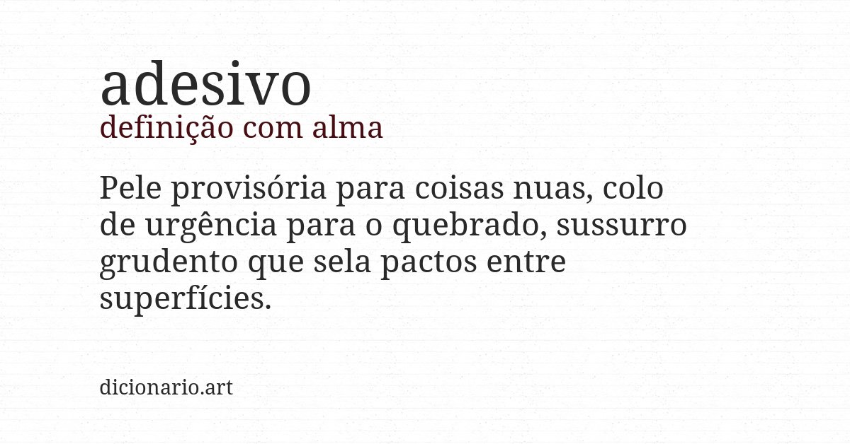 Definição com alma de adesivo