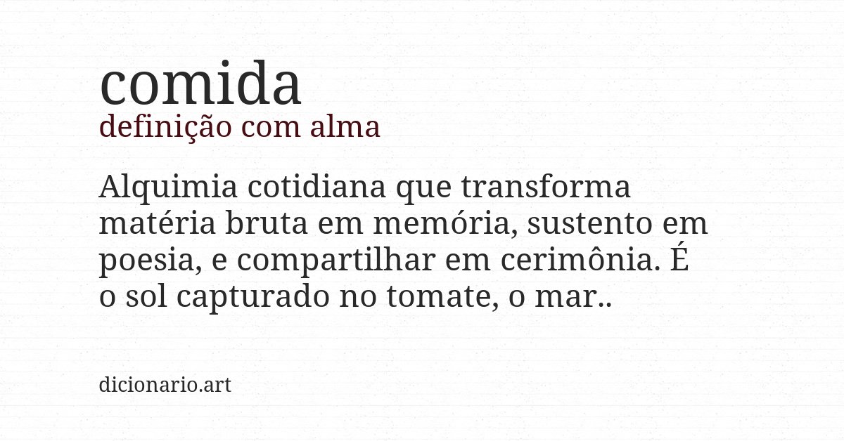 Definição com alma de comida