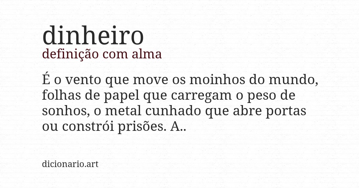 Definição com alma de dinheiro