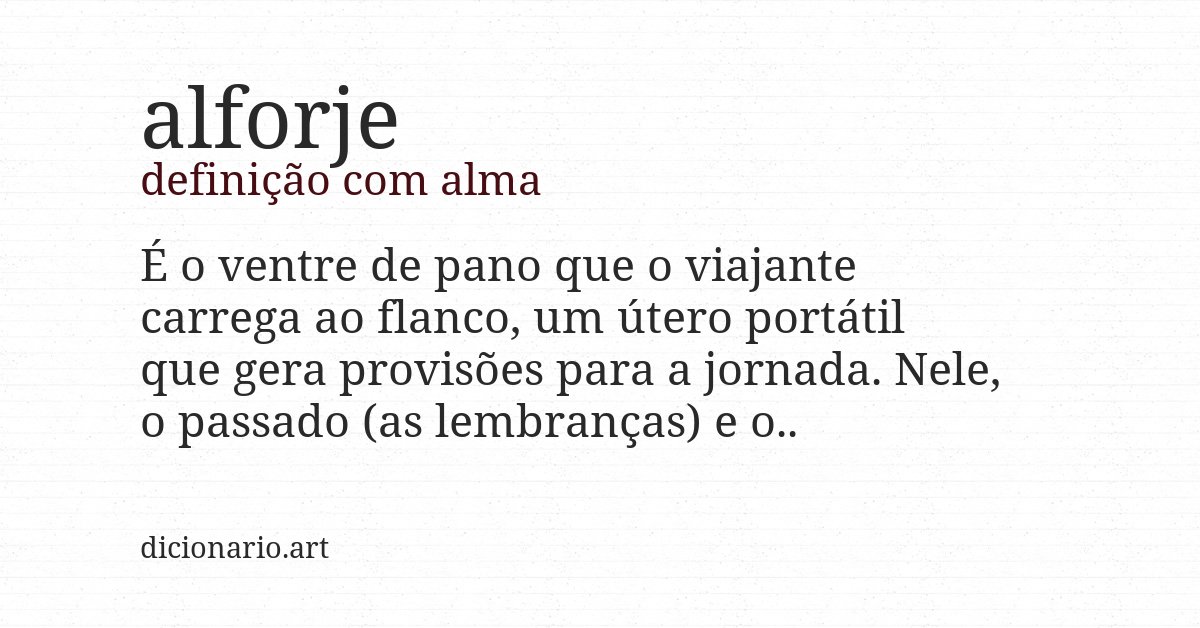 Definição com alma de alforje