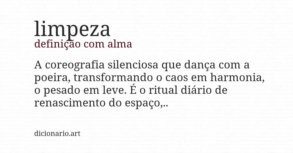 Definição com alma de limpeza