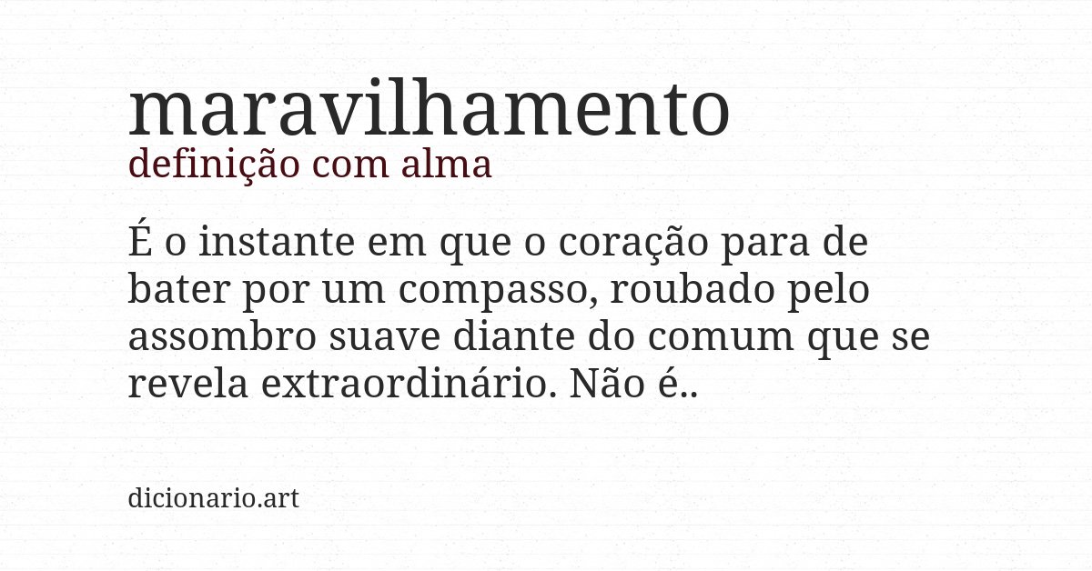 Definição com alma de maravilhamento