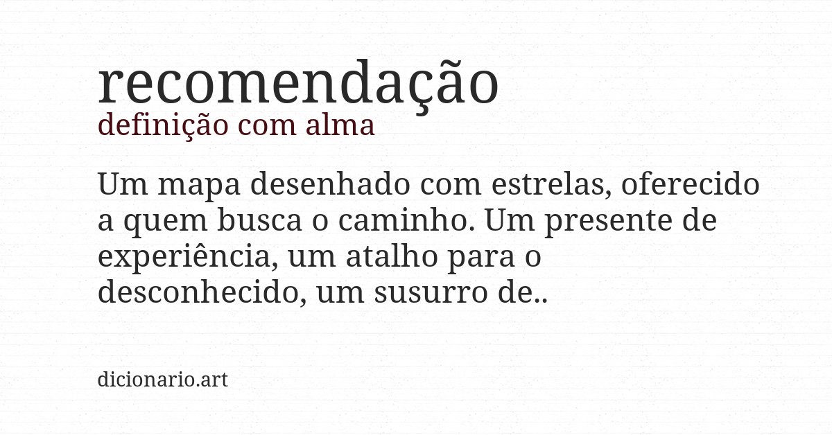 Definição com alma de recomendação