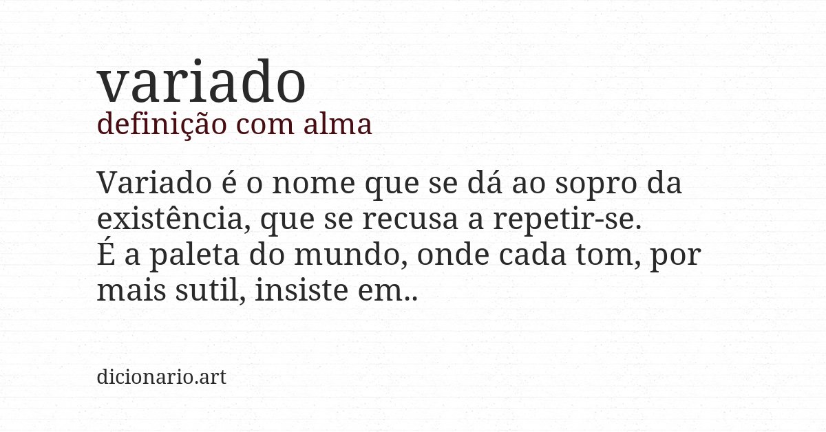 Definição com alma de variado