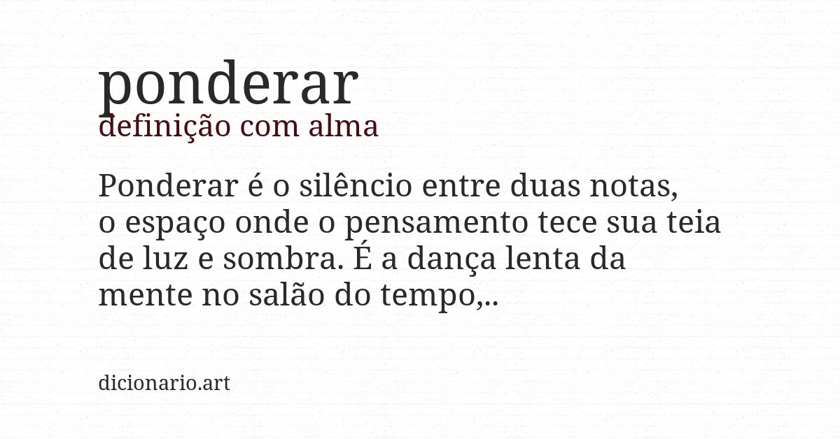 Definição com alma de ponderar