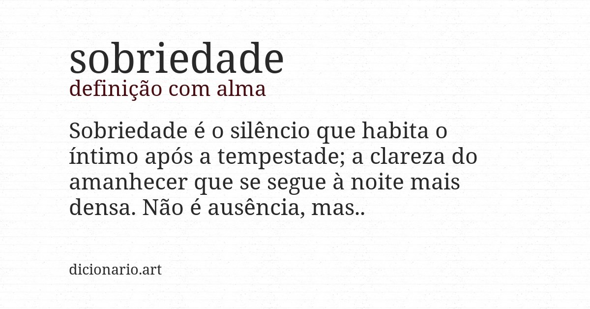 Definição com alma de sobriedade
