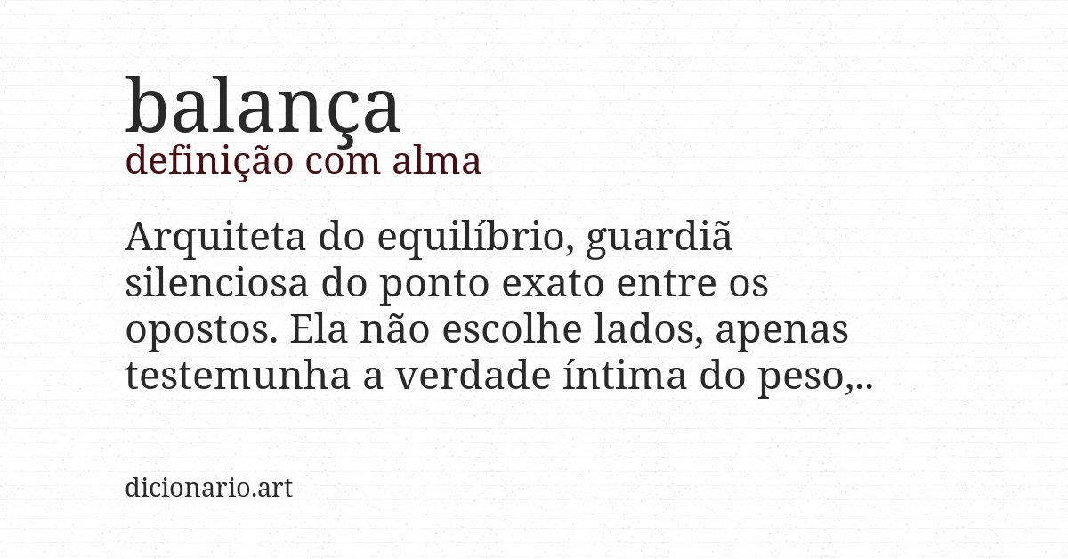 Definição com alma de balança