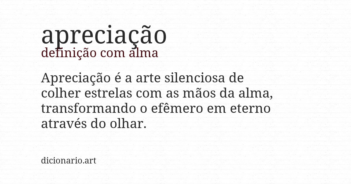 Definição com alma de apreciação