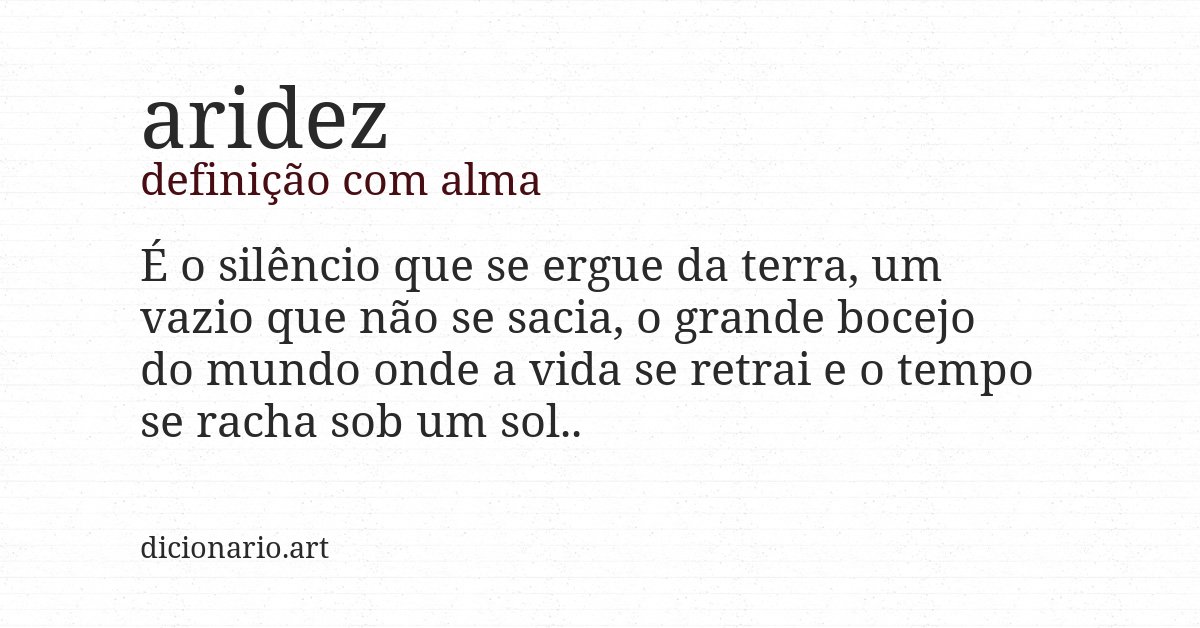Definição com alma de aridez