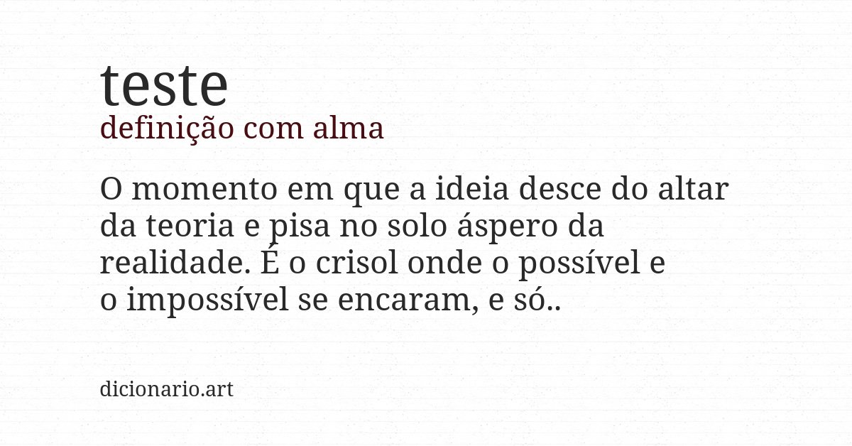 Definição com alma de teste