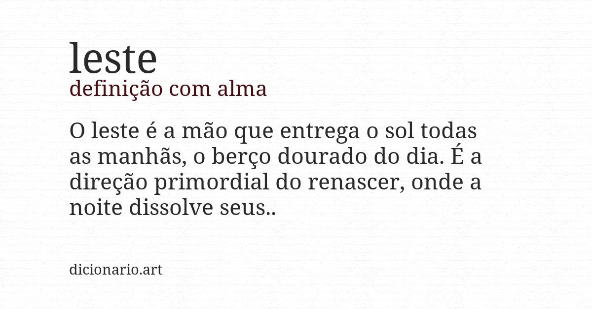 Definição com alma de leste