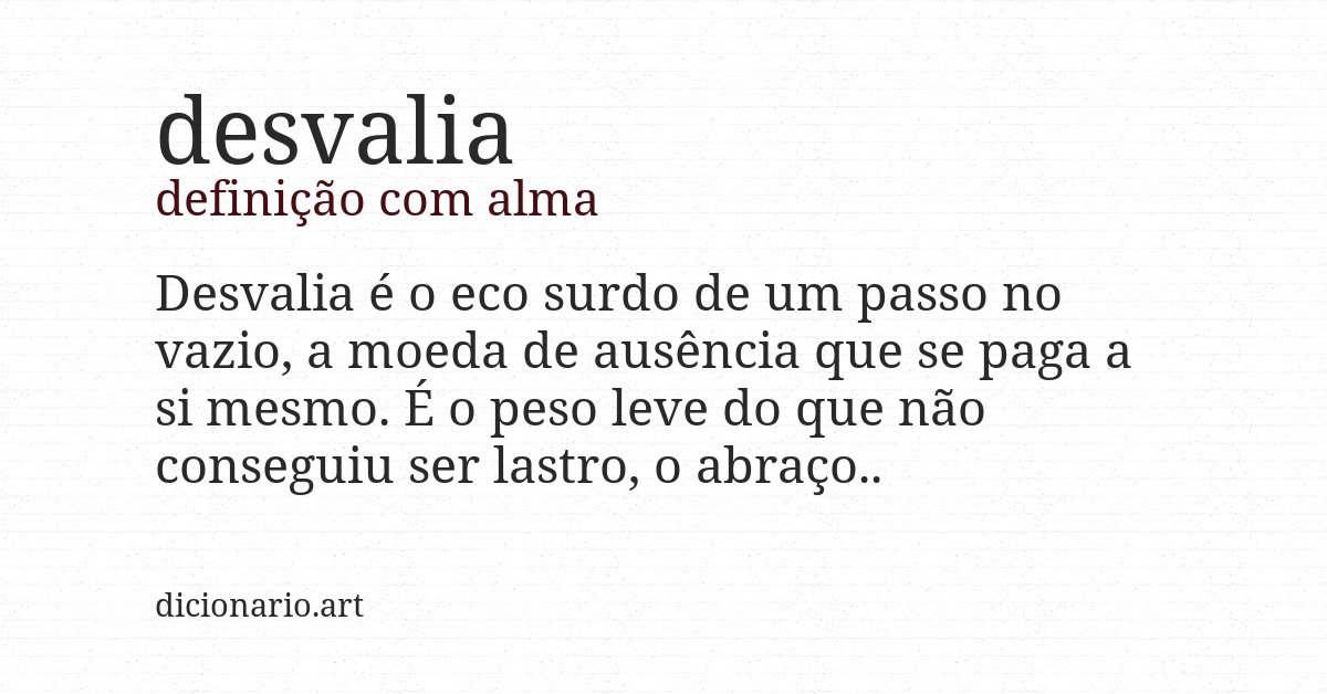 Definição com alma de desvalia